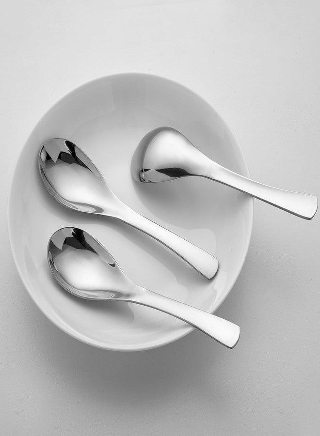 MustHome Soup Spoons Stainless Steel Korean Spoons Asian Soup Spoons, 5.5 inches Long Heavy Duty Asian Style Thick Short Handle Stainless Steel Ramen Spoons for Soup Cereals, Set of 6 - Image 1